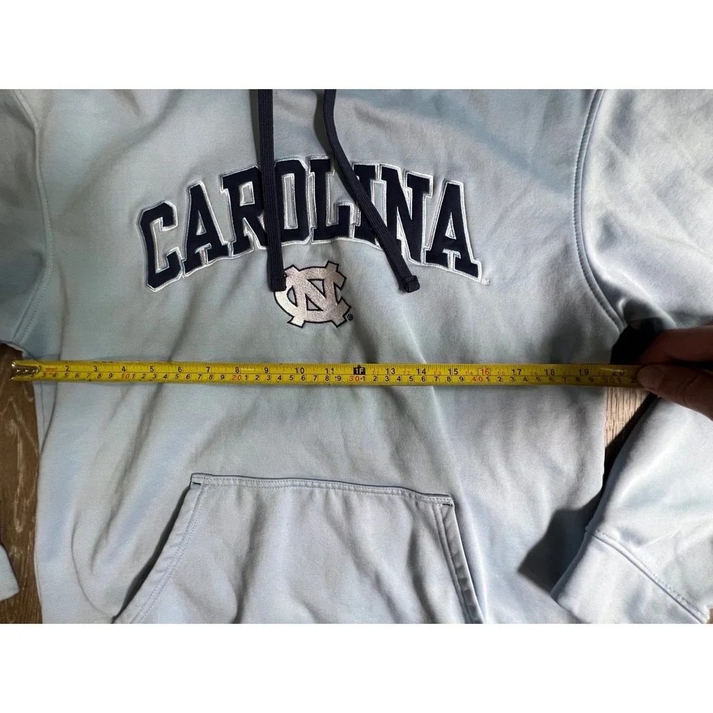 Majestic UNC Hoodie Mens Medium Blue Excellent Carolina Tar Heels Sweatshirt